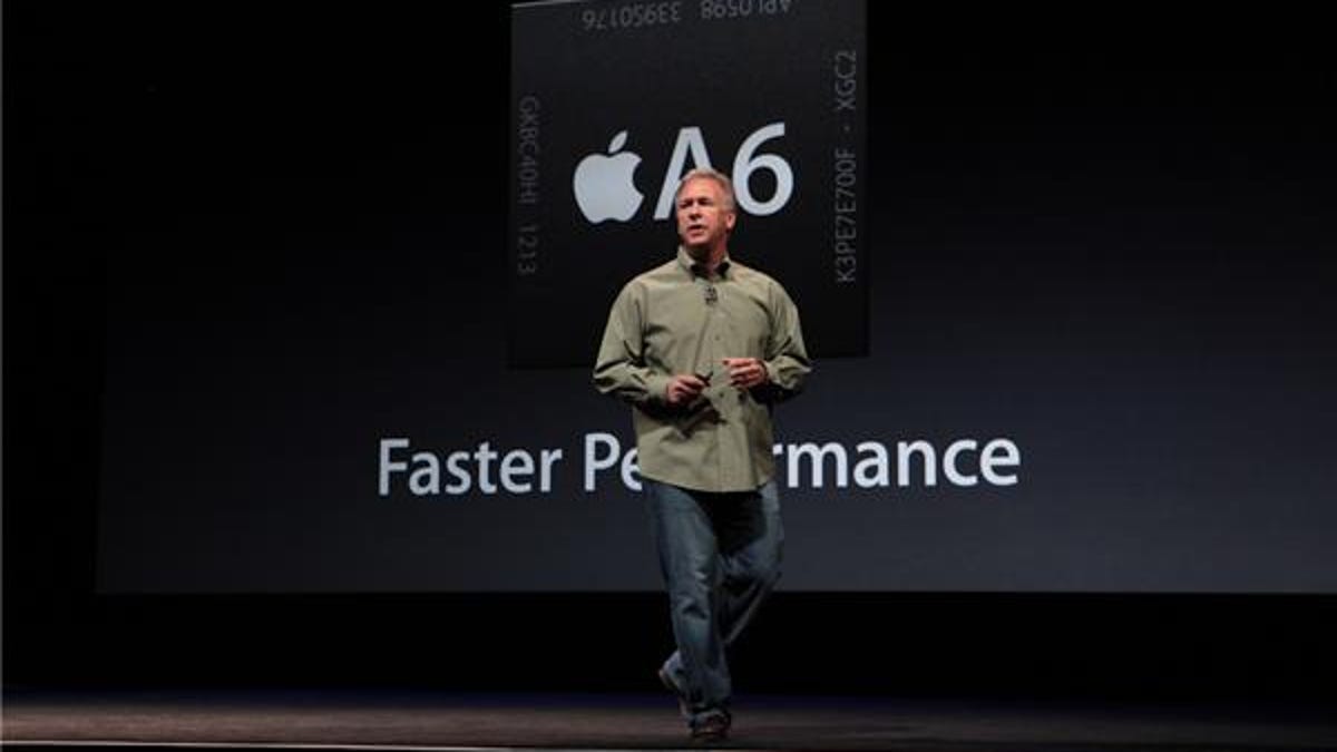 Apple's Phil Schiller introduces the A6 processor at last week's event.