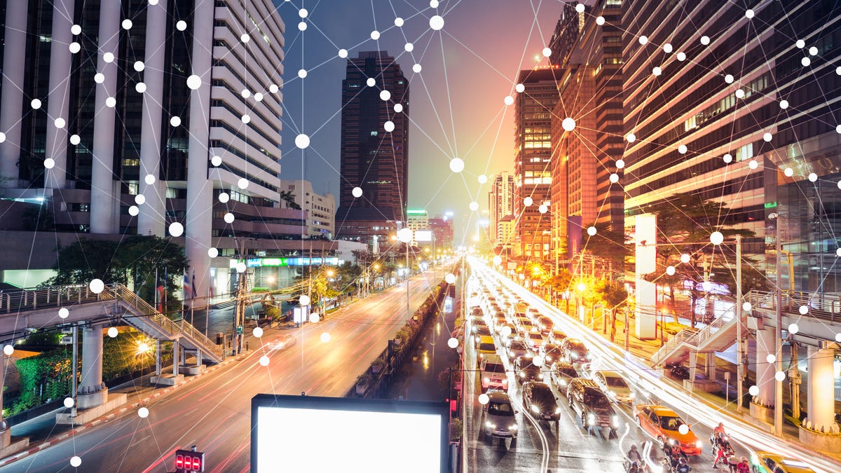 Digital skyscrappers with wifi technology and network connection concept.