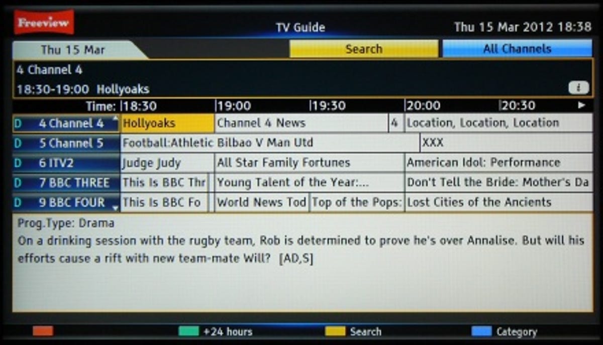 Panasonic TX-L32ET5B EPG