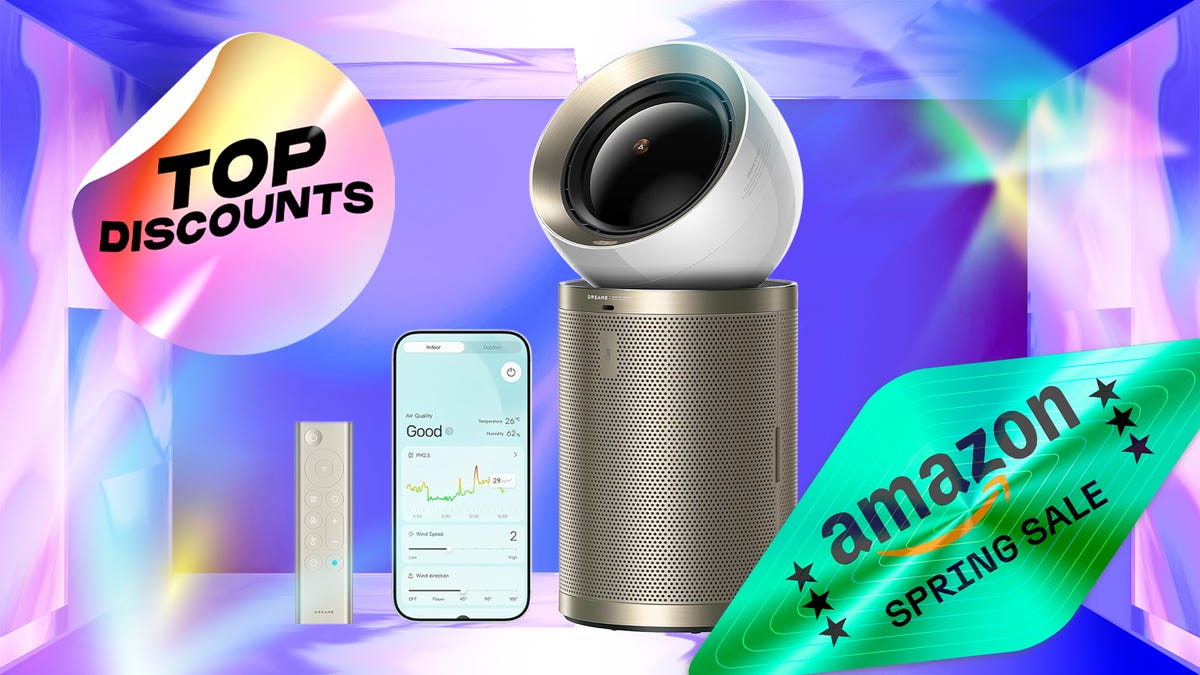 Dreame air purifier on a CNET background.