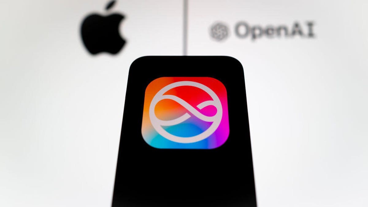 An iPhone with the Apple and OpenAI logos is shown.