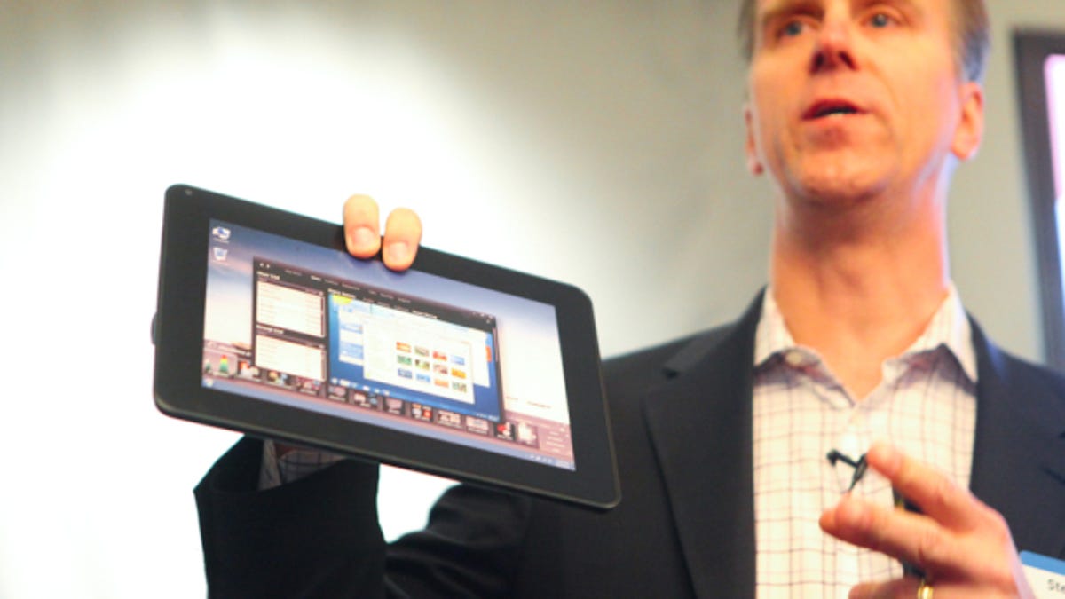 A mockup of Dell's 10-inch, Windows 7-based tablet.