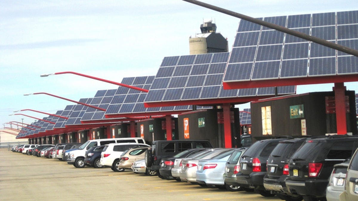 Evergreen Solar panels installed at Boston's Logan Airport.