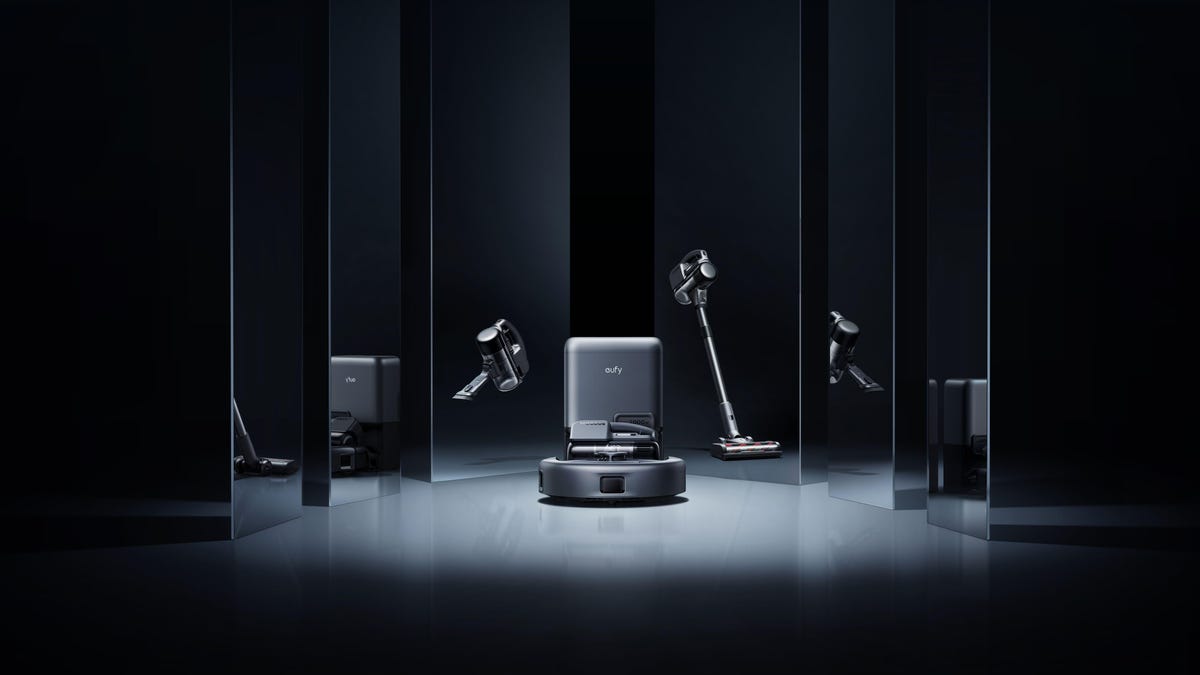 Breakdowns of the Eufy E20 vacuum modes on a dark stage.