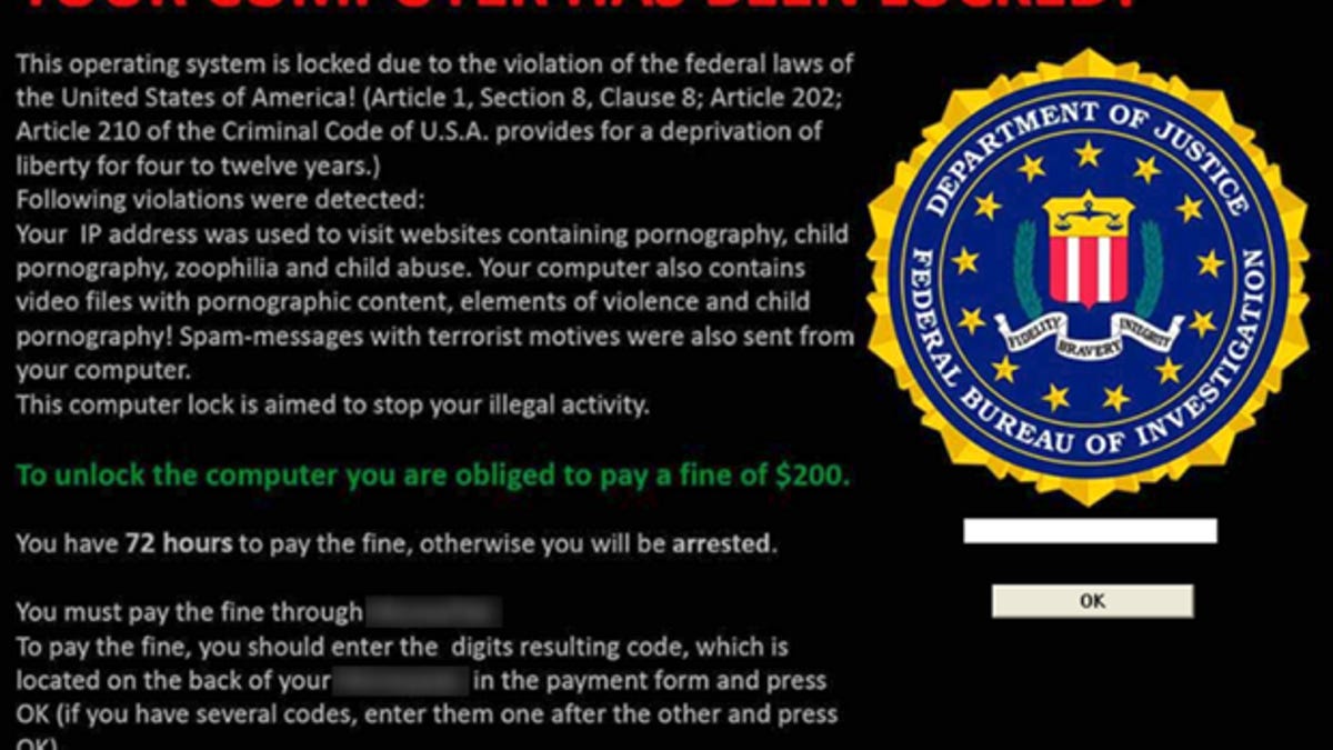 A typical ransomware message.