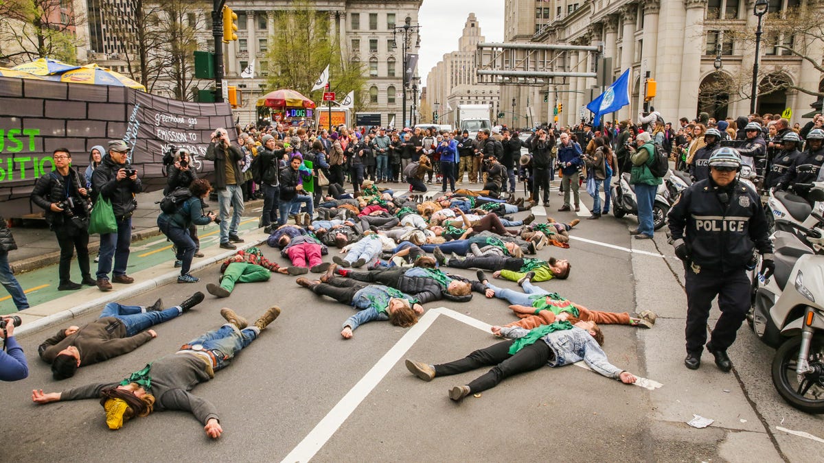 Extinction Rebellion activists stop traffic in NYC