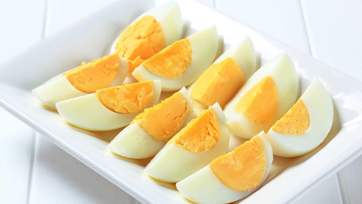 Slices of hardboiled eggs