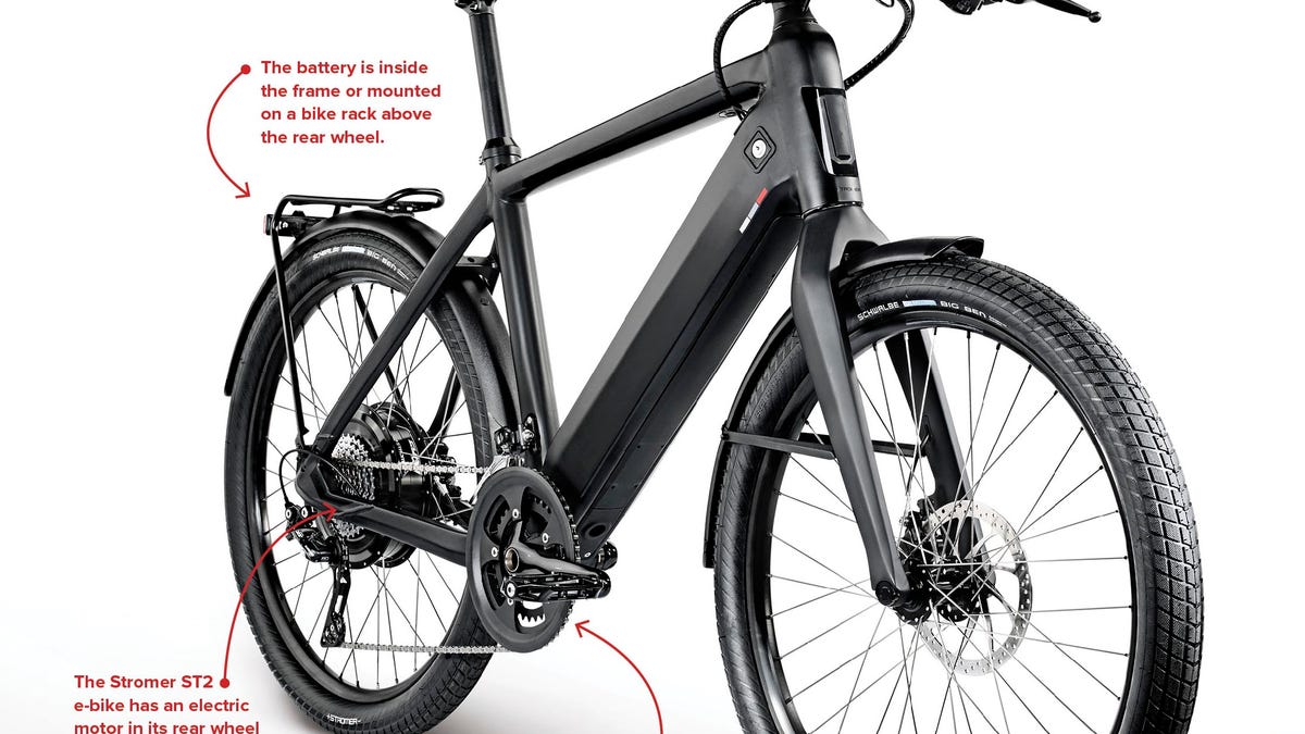 E-bikes add a battery and motor to traditional designs.