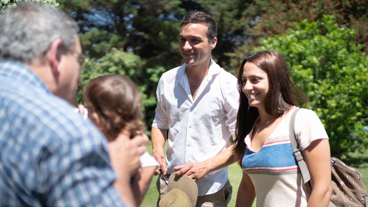 Neighbors greeting eachother