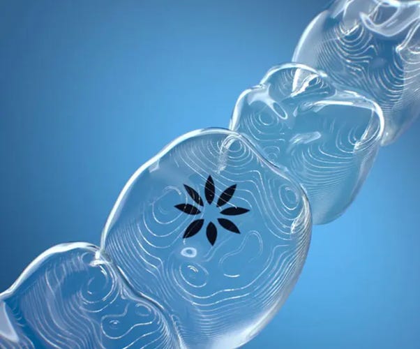 A screen shot of a clear aligner from Invisalign