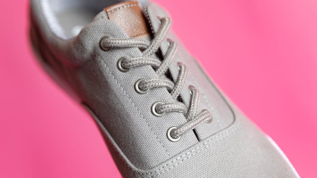 a sneaker with regular laces