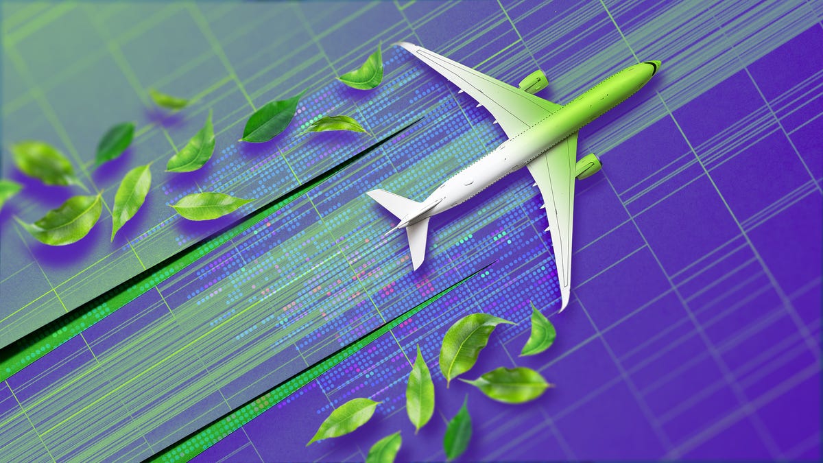 airplane on green and purple background