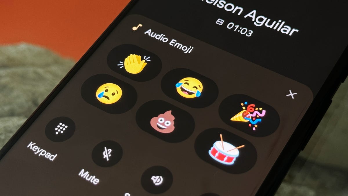 Audio emoji options available on the Phone app