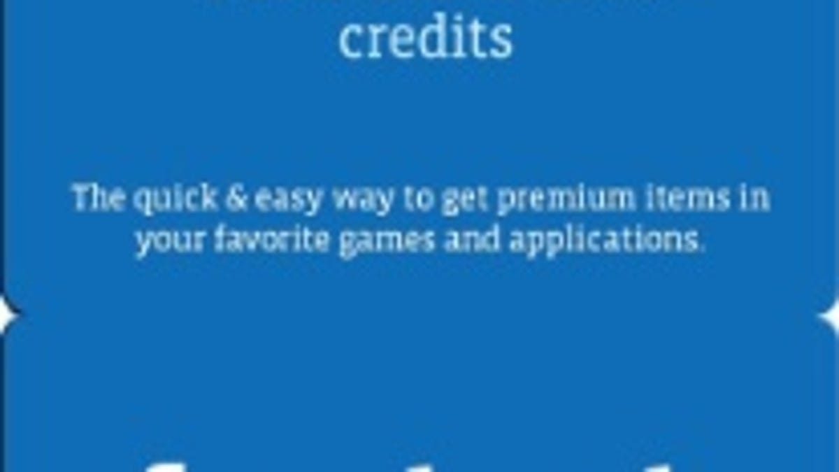Facebook Credits gift card.