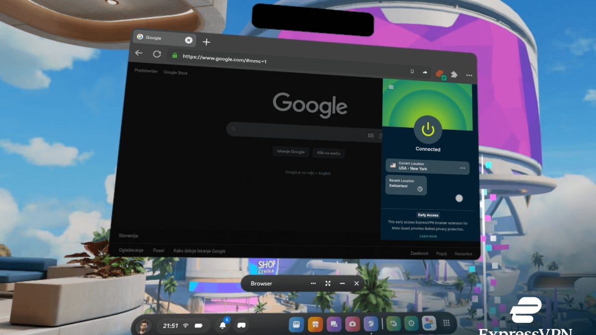 ExpressVPN hybrid browser extension running on a computer screen.