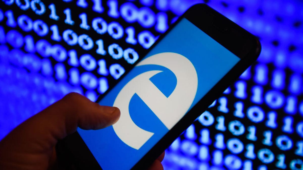 Microsoft edge logo is seen on an android mobile phone