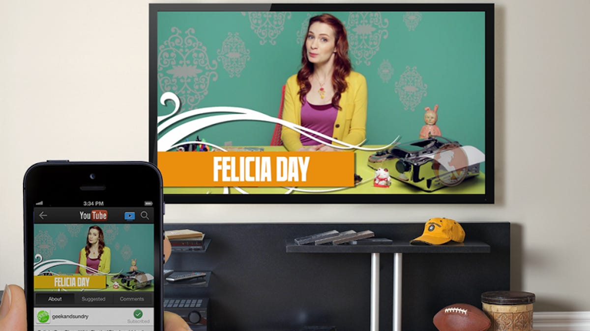 Pushing a video to a TV set with an iPhone.