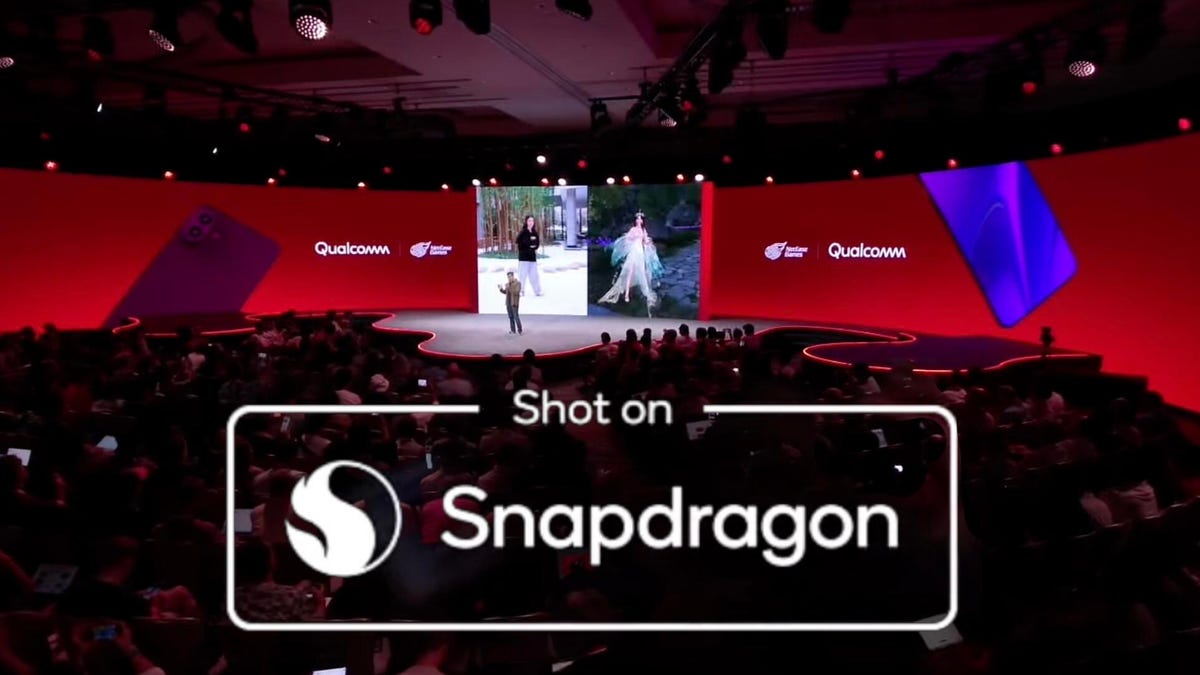 Shot on Snapdragon logo superimposed over a photo of an event stage and crowd.
