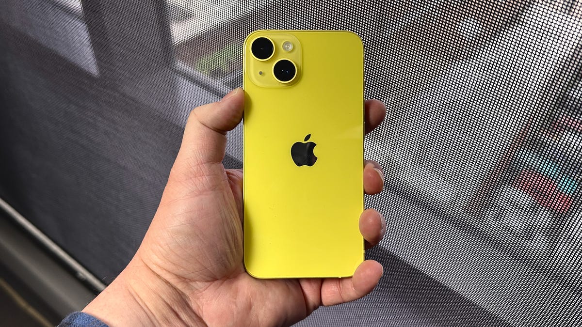 A yellow iPhone 14
