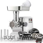 Stainless steel meat grinder with a lot of accessories