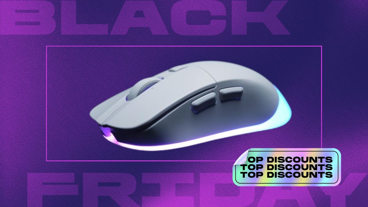 Cherry M50 wireless gaming mouse in white with purple background