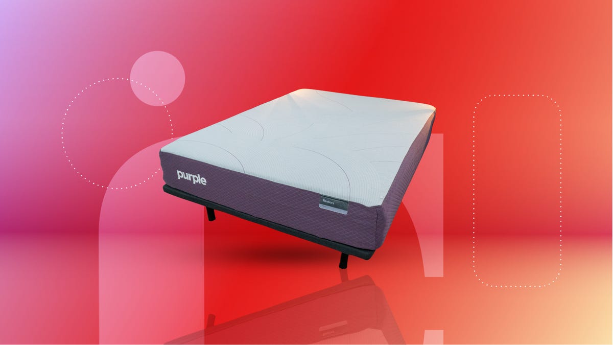 Purple mattress on red background