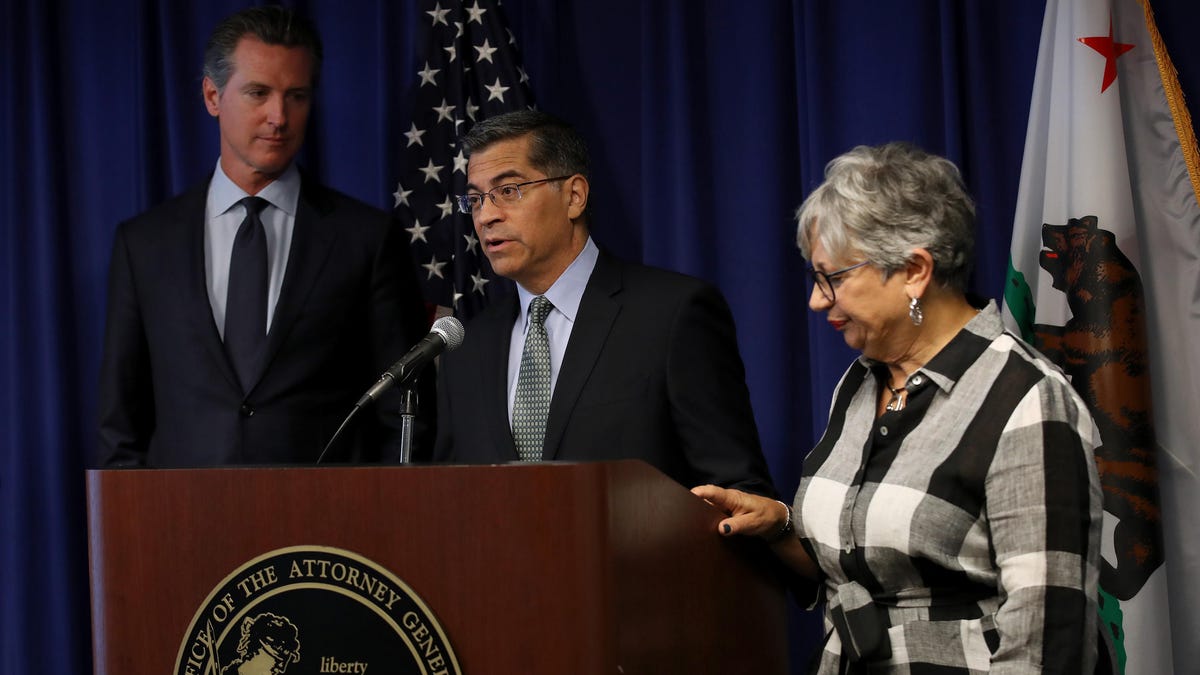 California Gov. Newsom And CA Attorney Gen. Becerra Hold News Conference Responding To Trump Revoking State's Emissions Waiver