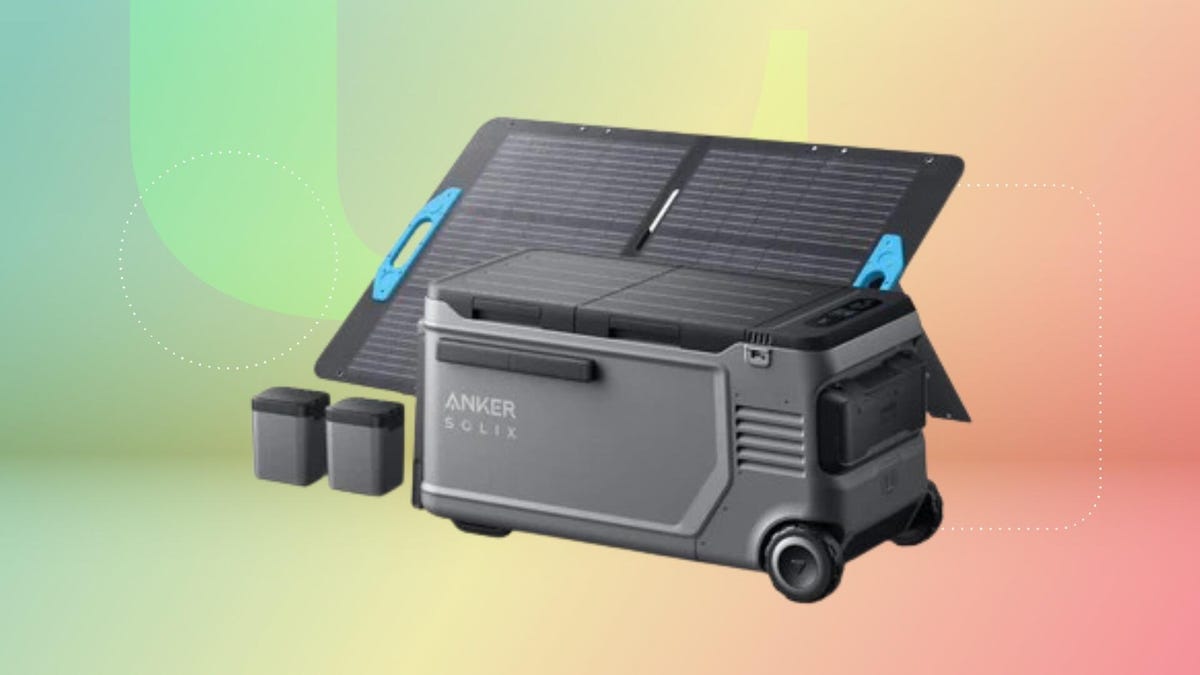 Anker Solix EverFrost 2 cooler with batteries and solar panel