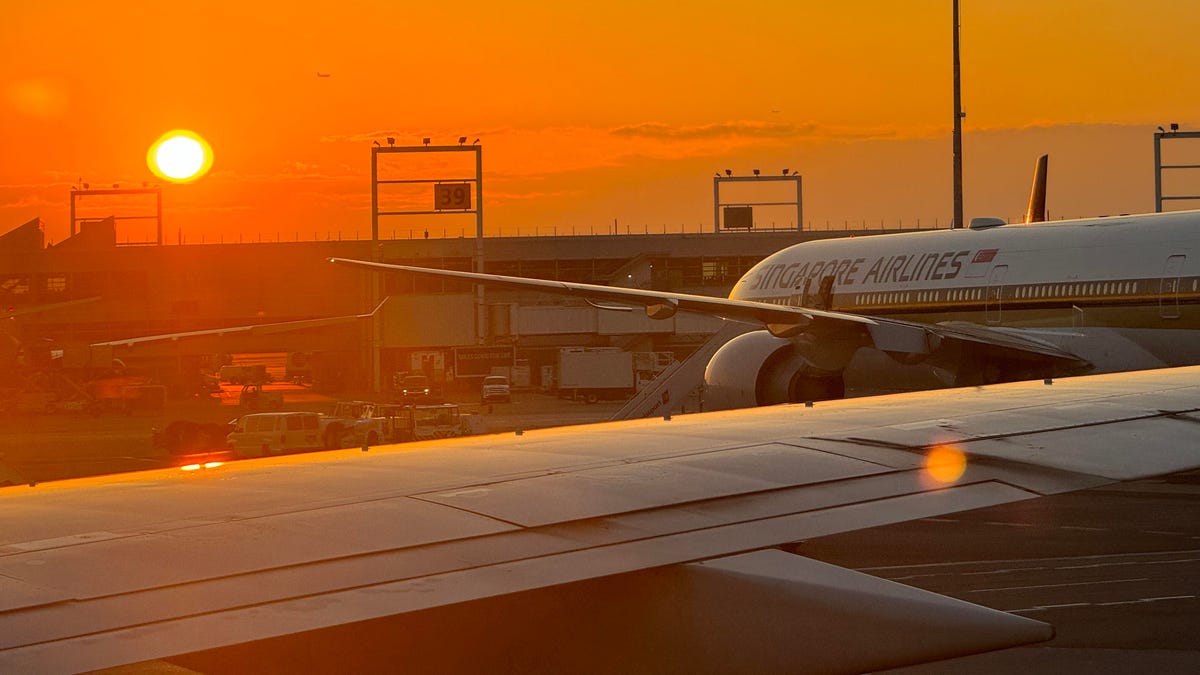 sunset at airport