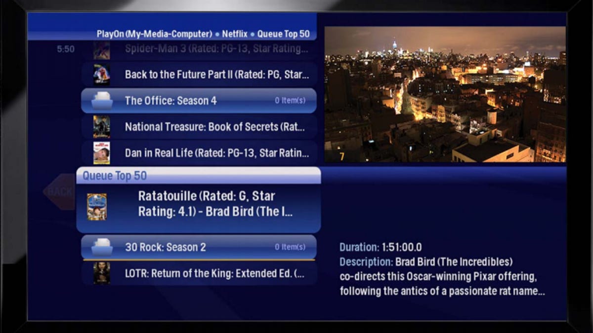 Digeo Moxi screenshot with PlayOn
