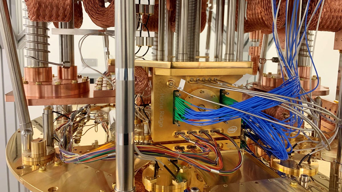 Intel's Horse Ridge 2 chip, packaged in this metal housing, is designed to simplify communications between a quantum processor and conventional computers.