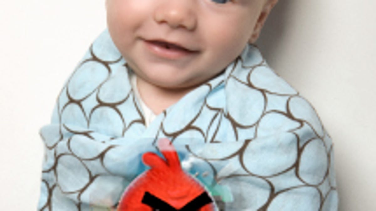 A swaddling blanket from SwaddleDesigns, though not the ones that the company is making that will feature Angry Birds characters.