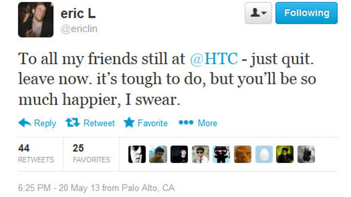 A former HTC exec advises his friends to leave the company.