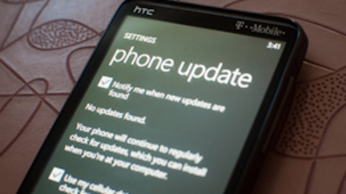 Windows Phone 7 update settings