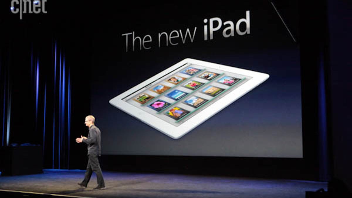 Tim Cook announcing the new iPad today.