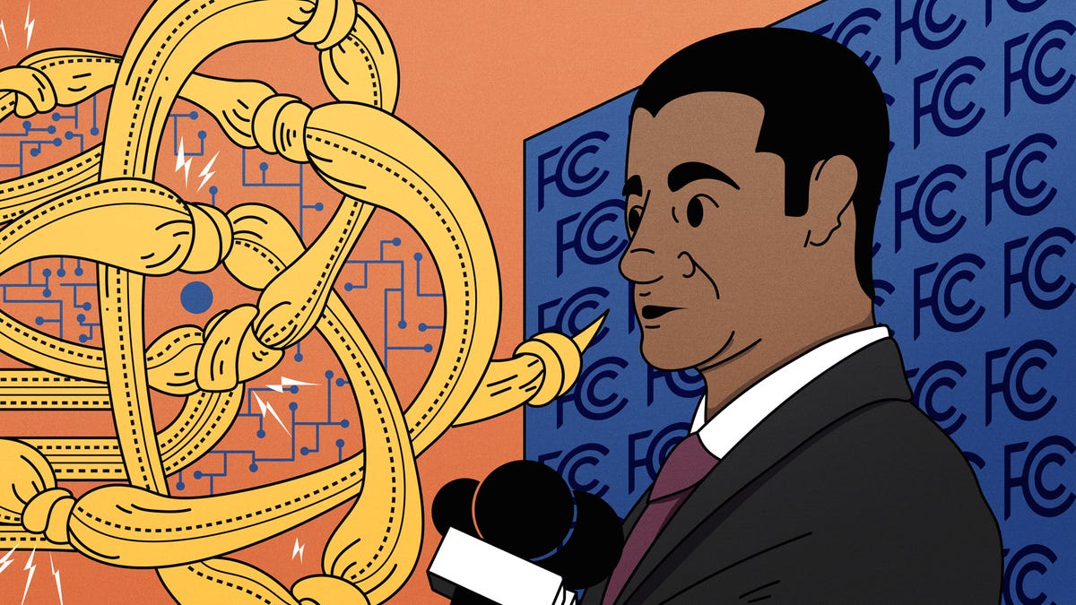 Drawing of FCC Chairman Ajit Pai.