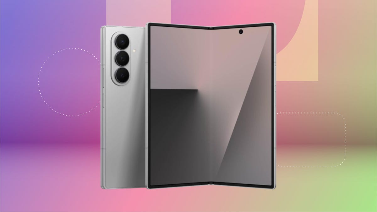 the Samsung Galaxy Z Fold 7 in black on top of a purple and black gradient background with the words Black Friday behind it