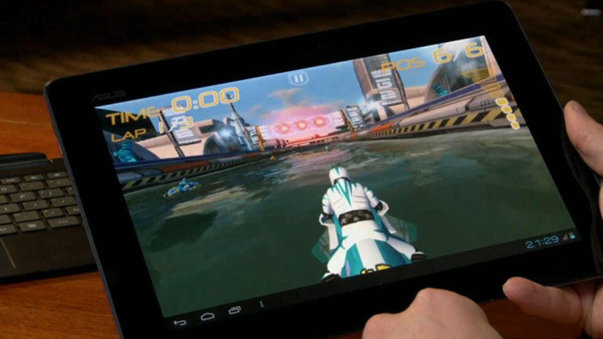 Asus Transformer Prime uses an Nvidia quad-core Tegra 3. A faster quad-core Tegra 4 is coming.