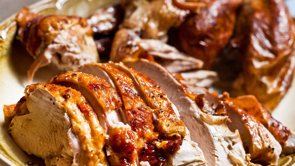 sliced turkey on plate