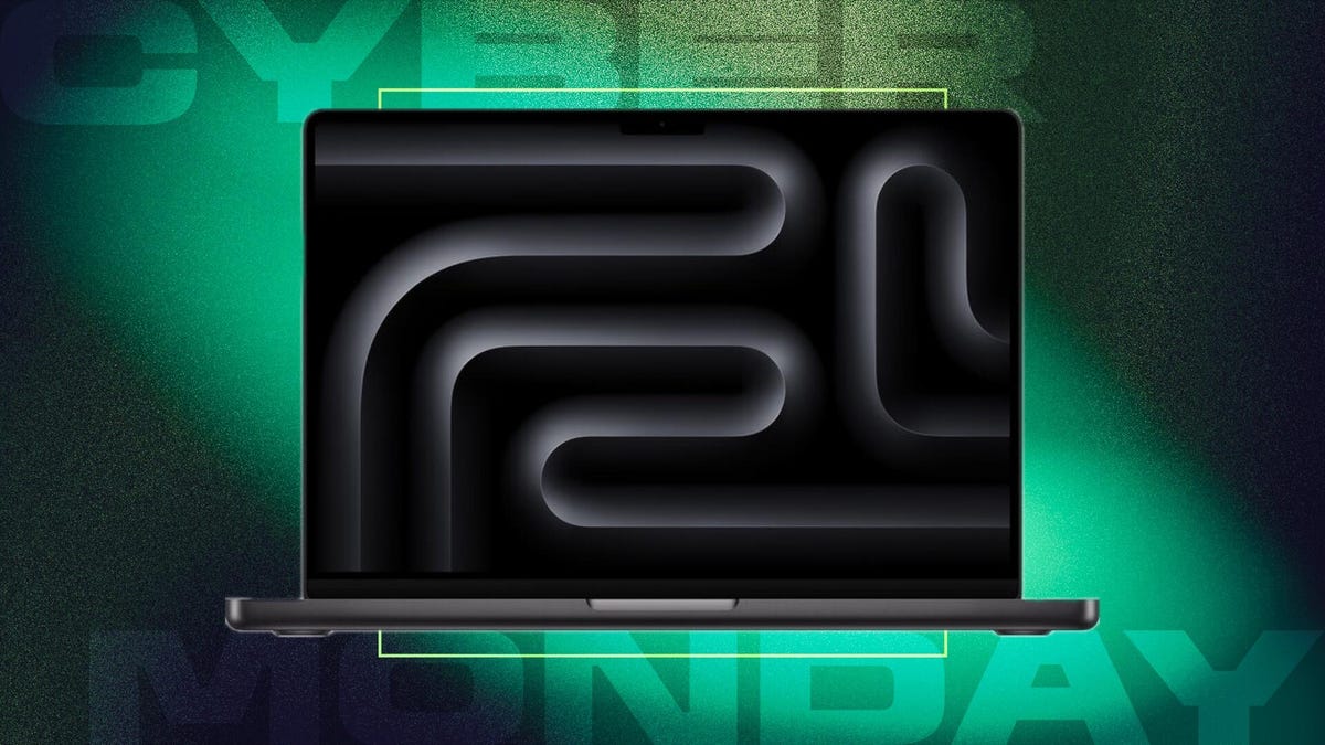 M5 MacBook Pro on green background