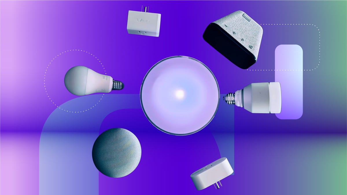 Smart home devices around a smart light.