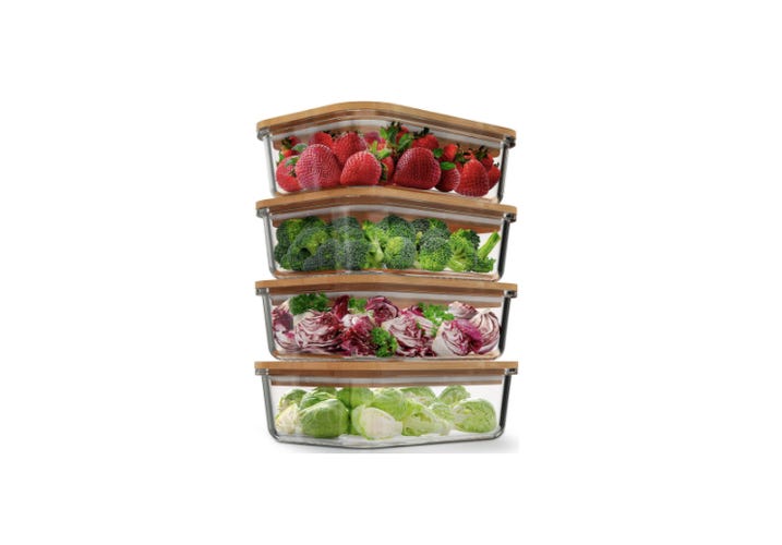 Verel glass food storage containers with bamboo lids