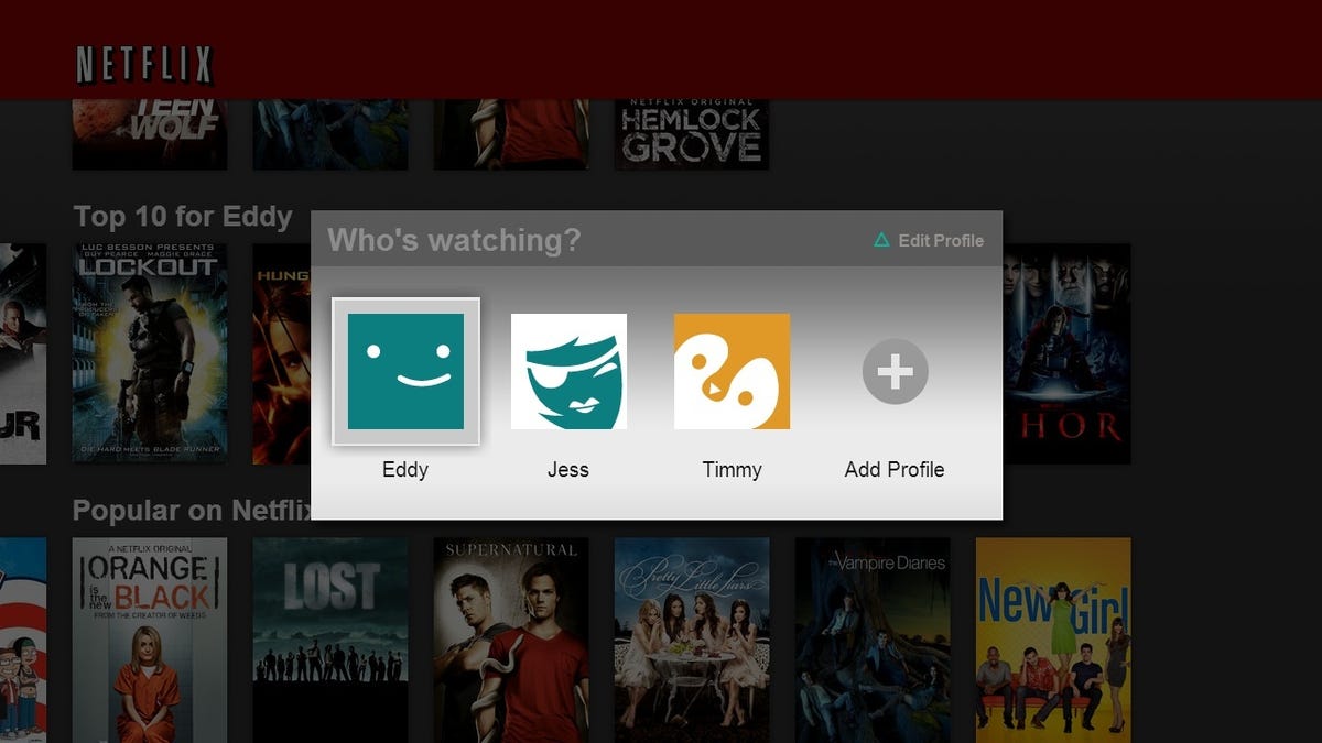 A screenshot of Netflix's profiles feature