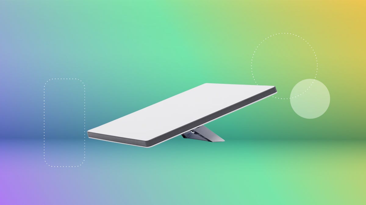 Starlink Mini against colorful gradient background