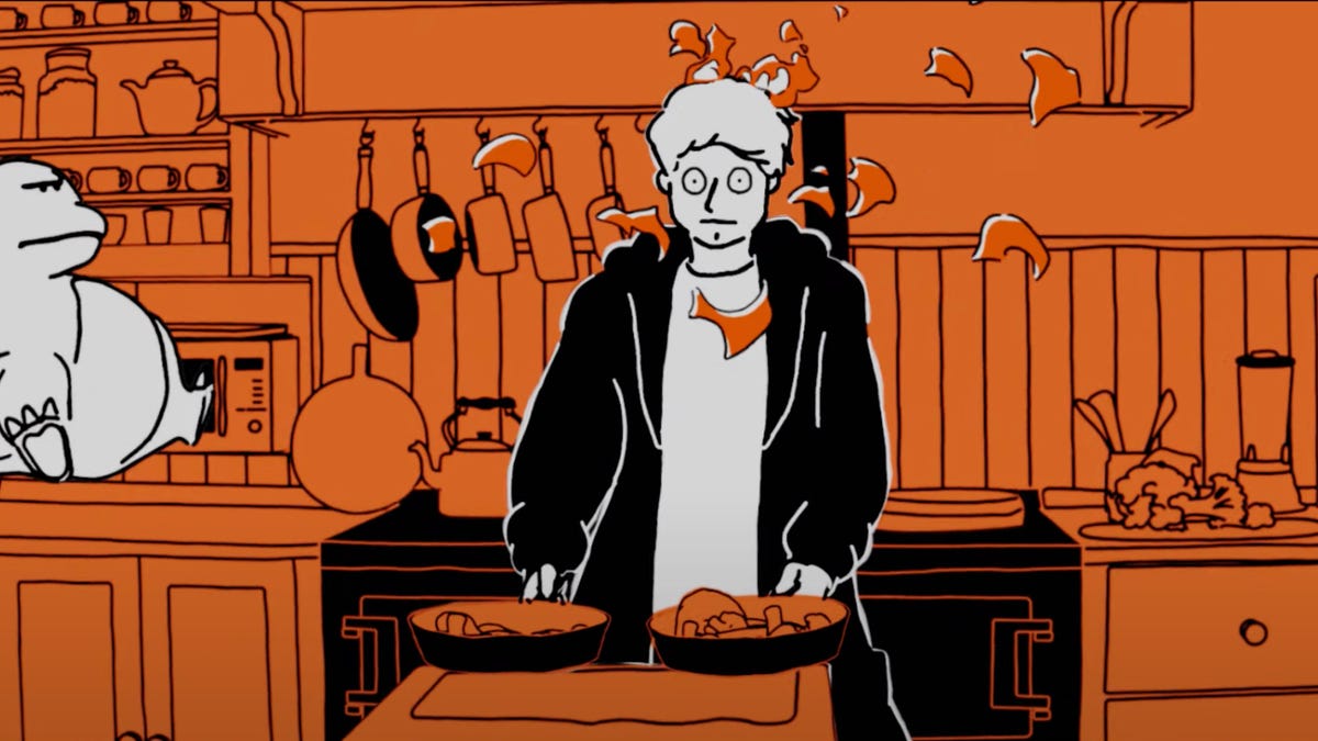 Animated still of Charmander spewing flames at Ed Sheeran