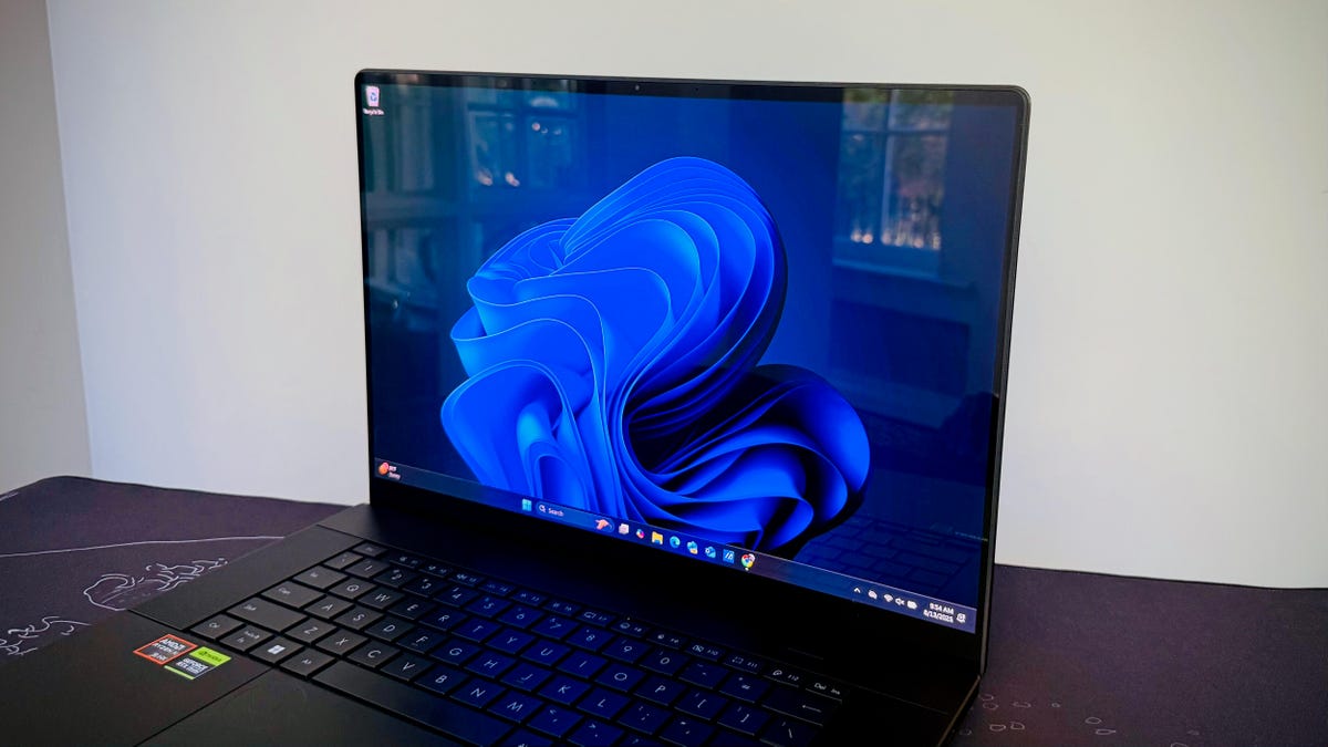 OLED laptop at an angle