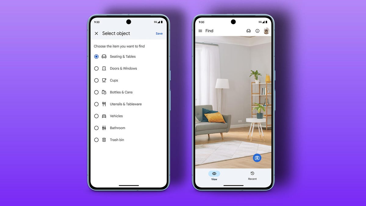 Find mode on Lookout, showing a chair and table