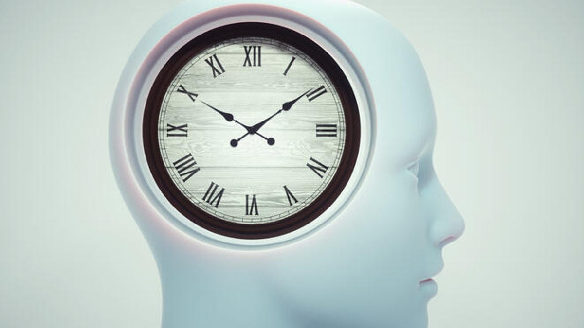 Illustration of a head with a clock in it