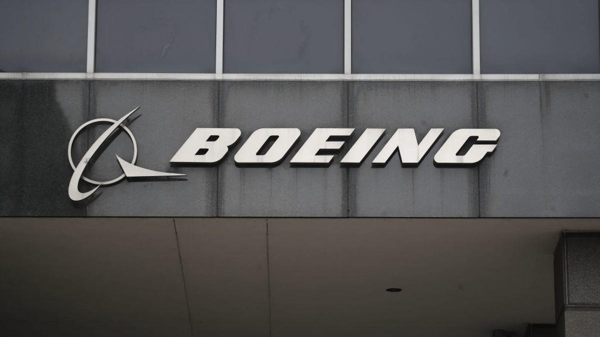 The Boeing logo at its headquarters in downtown Chicago.