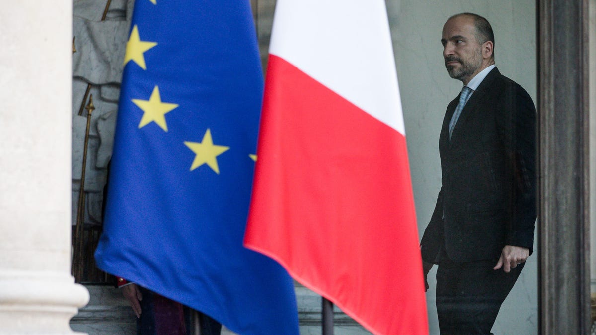 Uber CEO Dara Khosrowshahi at the Elysee Palace